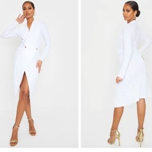 White button blazer midi dress